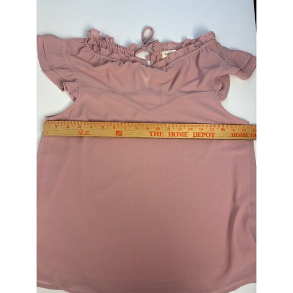 Vintage Pink Ruffled Cap Sleeve Blouse Womens Top Lined Adj Whimsy Fairy Cottag - Picture 6 of 10